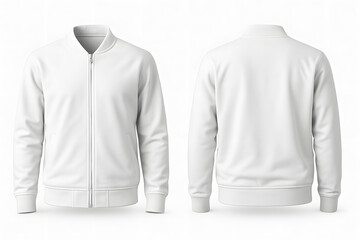 White Jacket Mockup – Front and Back View on White Background for Apparel Branding