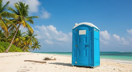 Portable Toilet on Pristine Tropical Beach
