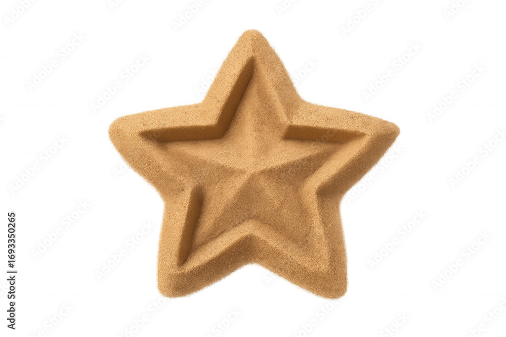 Poster intricate sand star with five sharp points, floating against transparent backdrop, capturing delicat