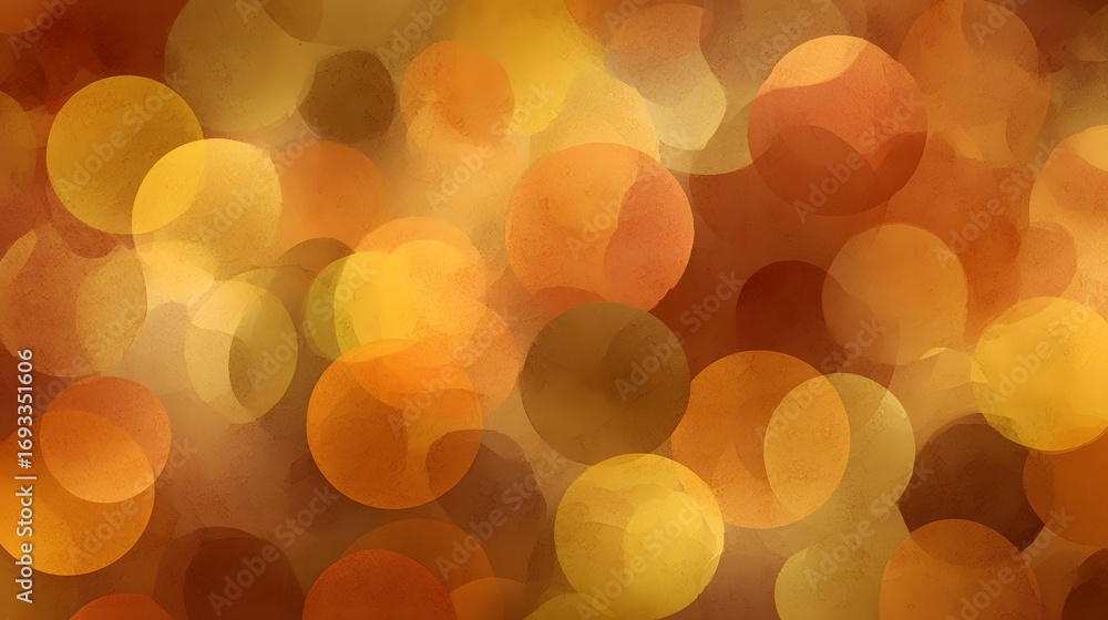 Poster a warm, autumnal backdrop features a multitude of overlapping, soft-edged circles in varying shades 