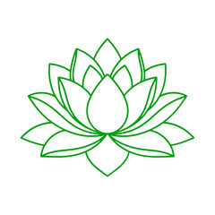 Serene green lotus flower outline symbolizing peace and meditation for wellness concepts