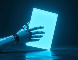 Digital folder held by robot showcases machine learning technology innovation