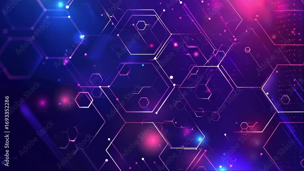Poster abstract digital technology background with hexagonal shapes