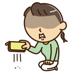 財布が空っぽの女性
