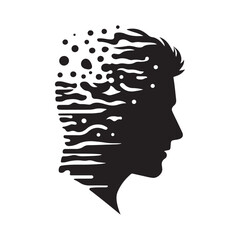 mental health vector silhouette outline logo design concept illustration