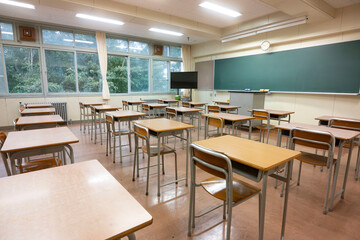 誰もいない放課後の学校の教室