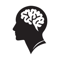 mental health vector silhouette outline logo design concept illustration