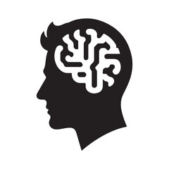 mental health vector silhouette outline logo design concept illustration