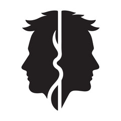 mental health vector silhouette outline logo design concept illustration