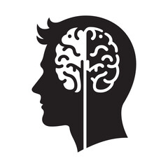 mental health vector silhouette outline logo design concept illustration