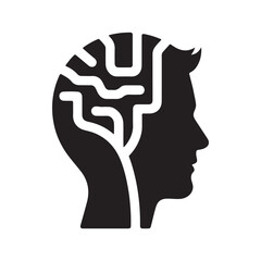 mental health vector silhouette outline logo design concept illustration