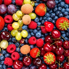 Vibrant mix of summer berries and fruit