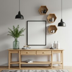 Modern Interior with Hexagonal Shelves