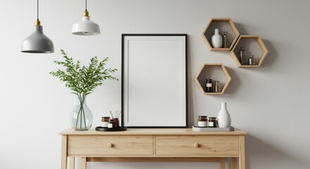 Modern Interior with Hexagonal Shelves