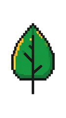 Pixelated green leaf with light yellow highlights