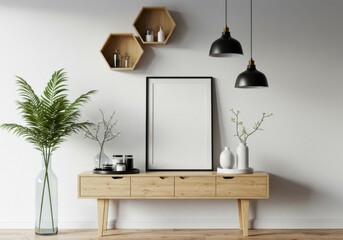 Modern Interior with Hexagonal Shelves