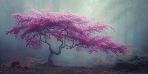 Pastel Arboreal Specter: Luminescent Foliage in a Gossamer Autumnal Glade