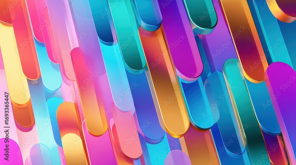 Poster vibrant abstract background featuring colorful elongated shapes in a dynamic arrangement, suitable f