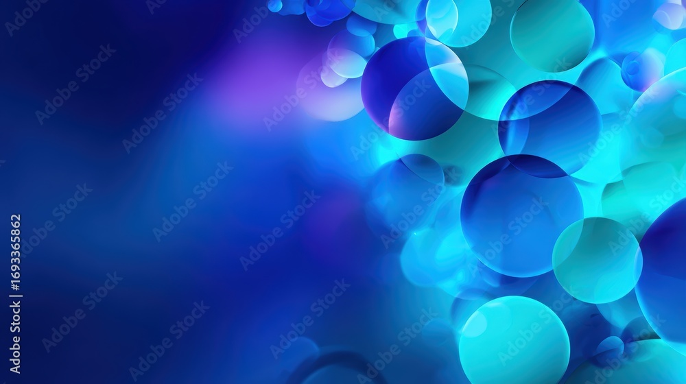 Aufkleber vibrant abstract background featuring blue and teal bubbles floating against a soft gradient backdro