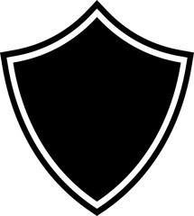 Simple black shield icon with white outline, symbolizing security, defense, and trust in a clean minimalist style for digital and branding use.