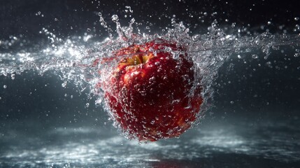 Apple splashing water