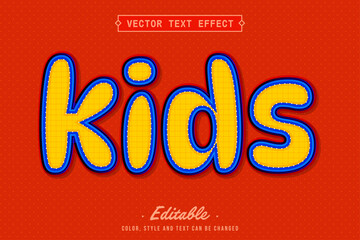 Colorful Kids Text Effect on Red Background