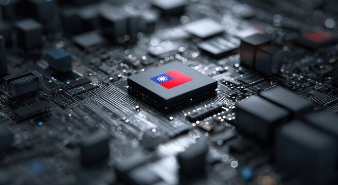 Close-up circuit board with central processor