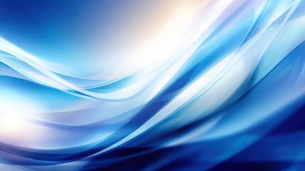 Naklejka premium Abstract blue waves flowing gracefully, creating a serene atmosphere with soft light effects in the background
