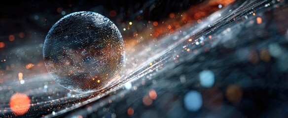 Abstract cosmic scene with a planet in space