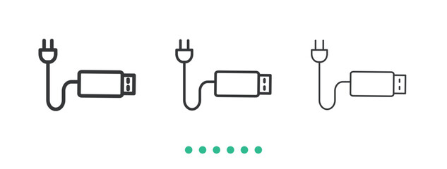 Charging cable icon. Thin line icon vector