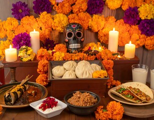 Festive Day of the Dead food spread