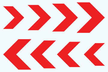 Chevron arrow patterns set. Chevron shape line. Motion direction road line. Triangle arrow sign. Warning repeat striped. Swipe icon. dynamic moving arrow symbol. speed arrow icon. road lines arrow