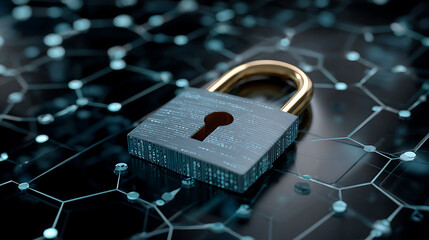 Digital lock security concept with network connection and data protection