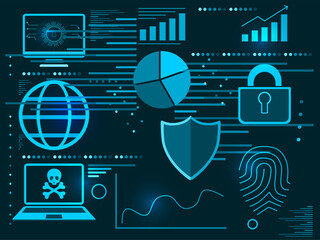 digital cyber abstract background with padlock protection