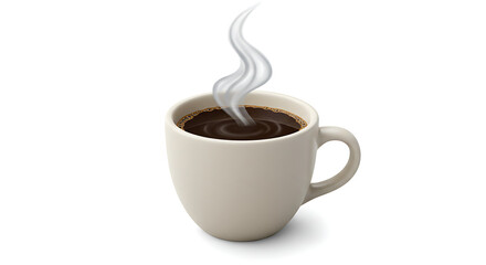 Obraz premium Realistic emoji of a steaming cup of coffee, ceramic mug with rich details