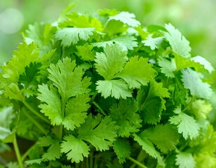 Fresh cilantro bunch close-up