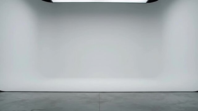 A white room with a black wall and a white ceiling. The room is empty and has a very clean and simple look