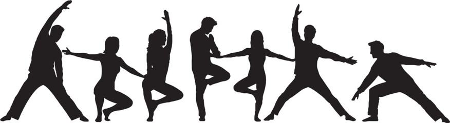 Dynamic Fitness and Yoga Poses Silhouettes Collection