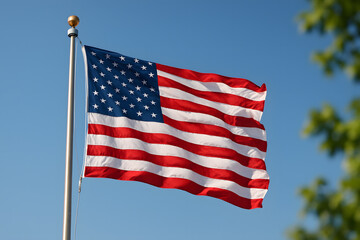 Fototapeta premium american flag fluttering against clear sky 
