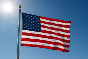 Obraz premium American flag on the blue sky 