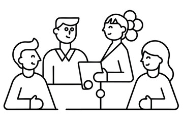 simple-line-illustrations-of-team-collaboration-an.