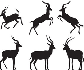 Antelope silhouette vector graphics illustration wildlife animal design set collection