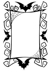 Gothic Halloween frame with bats and spider webs