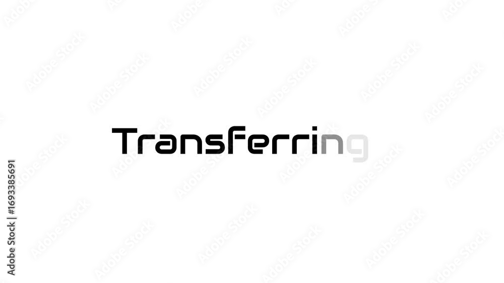Aufkleber technology transferring text message fading in and out animation on white background