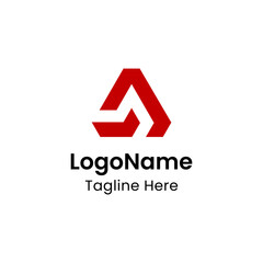 Modern Red Abstract Arrow Triangle Logo Design