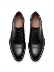 Fototapeta premium Classic Leather Formal Shoes Isolated on White Background – Business Footwear Mockup Stock Photo