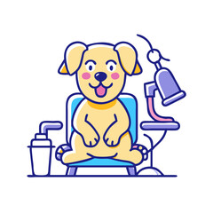 Funny dog sitting at the grooming salon
