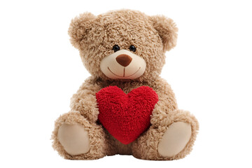 Obraz premium Teddy Bear with Red Heart Isolated on White Background for Love and Gift Concept