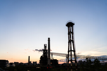 The steel factory at sunset