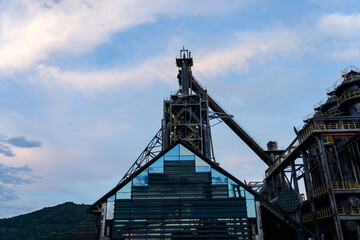 The steel factory at sunset